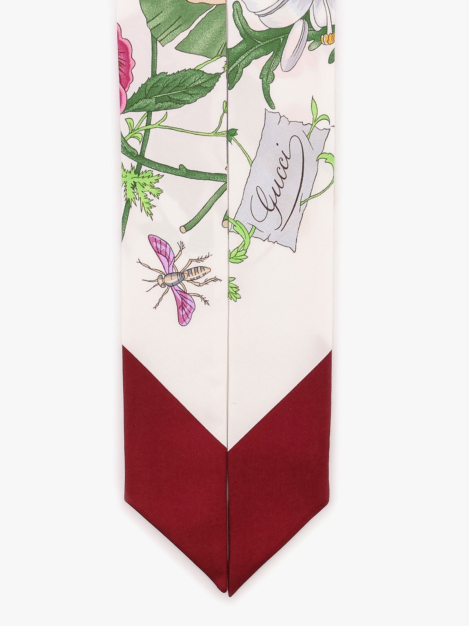 Gucci flora printed silk twill neck bow