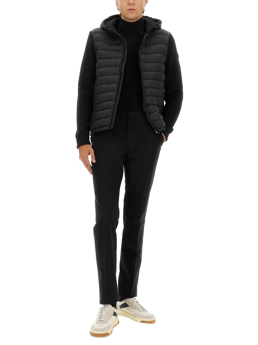 HOODED JACKET WITH KNITTED SLEEVES