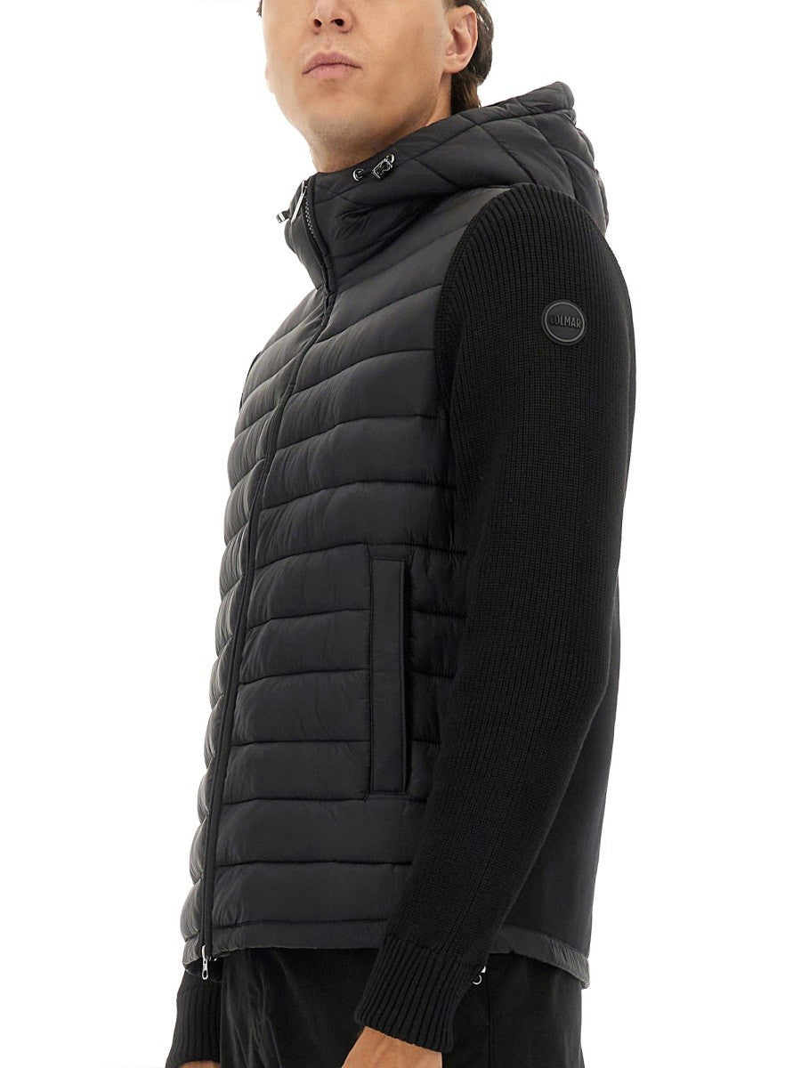 HOODED JACKET WITH KNITTED SLEEVES
