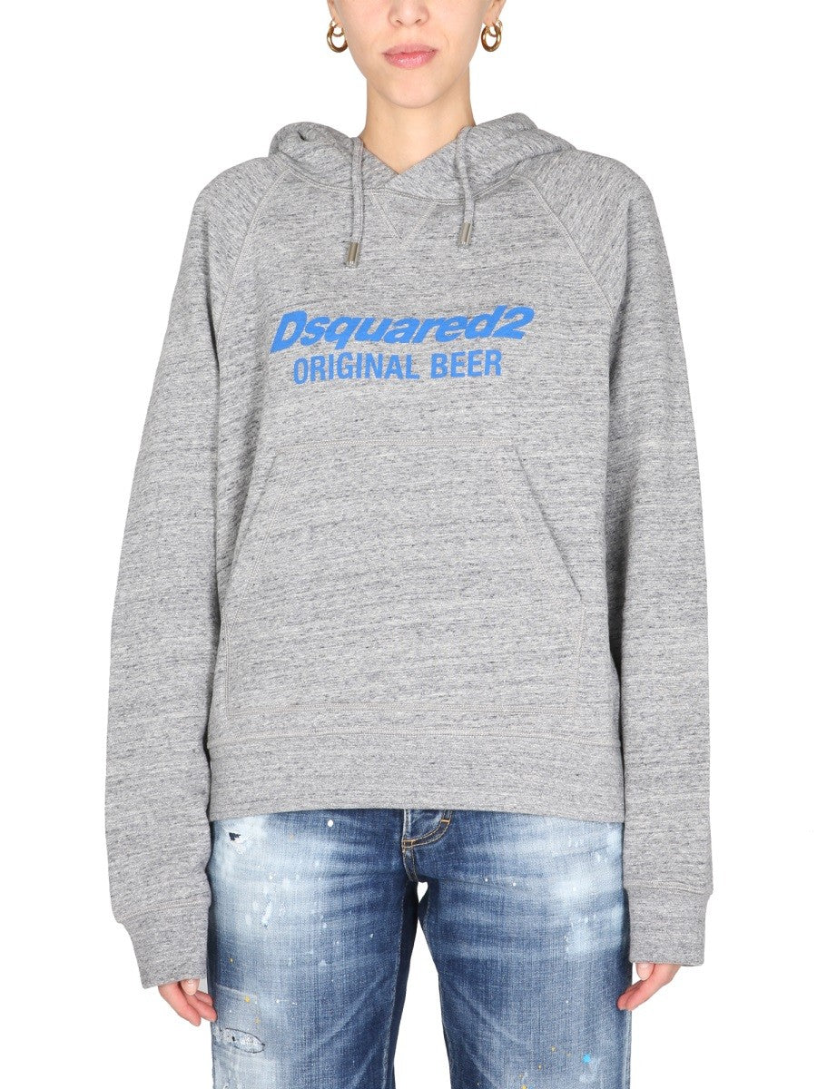 Hood Front Logo Print Hoodie