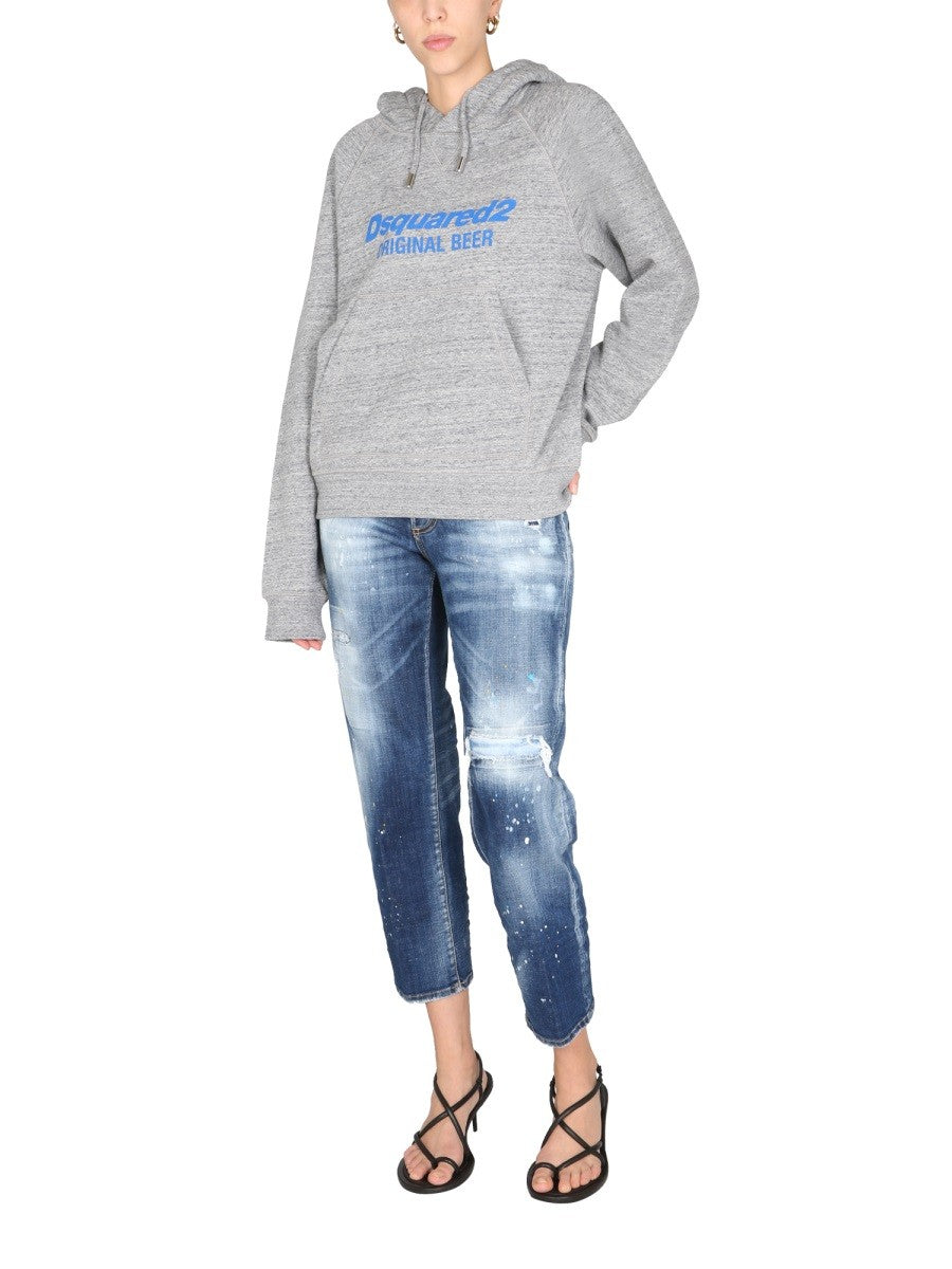 Hood Front Logo Print Hoodie