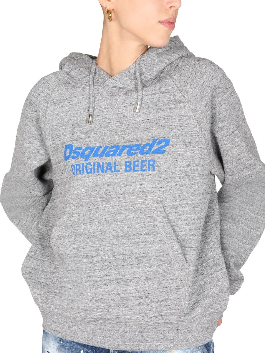 Hood Front Logo Print Hoodie