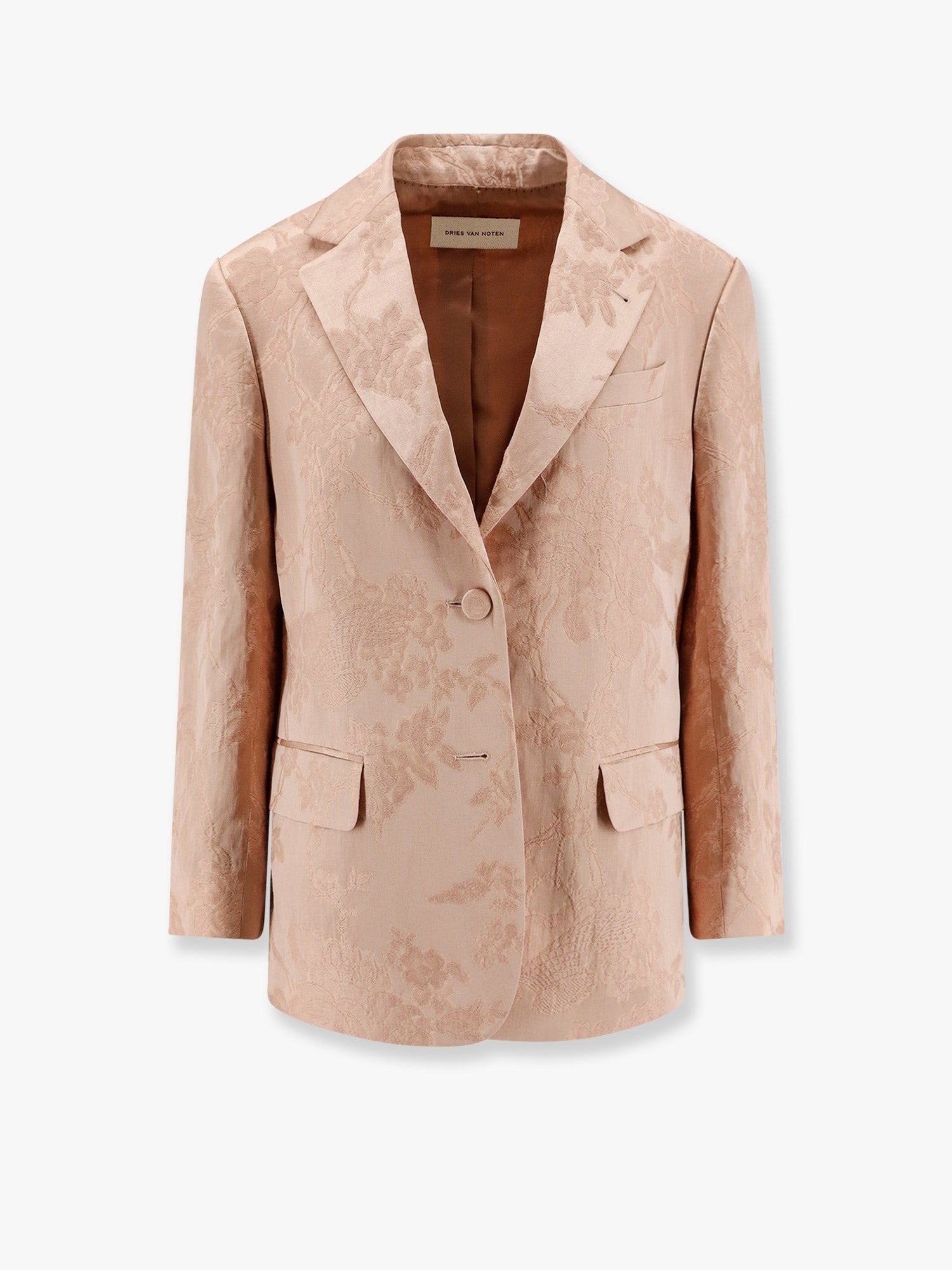 Blazer en mélange de lin jacquard à motif floral