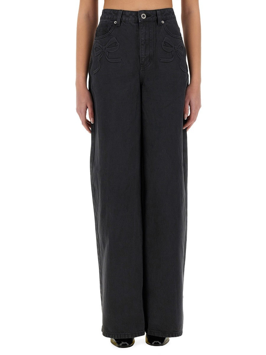 JEANS WITH BOW MOTIF