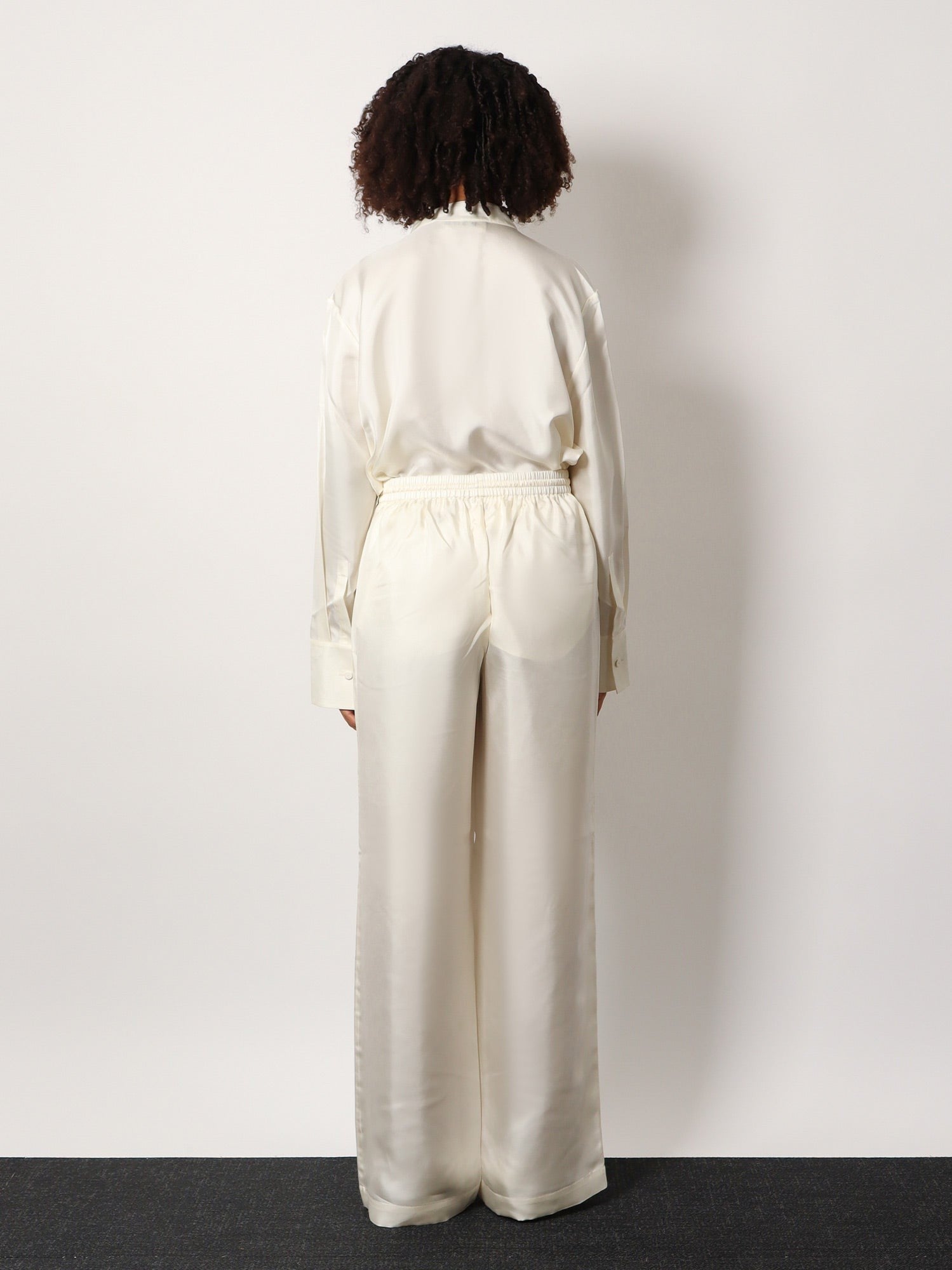 Ribbed Elastic Jogger Silk Trouser