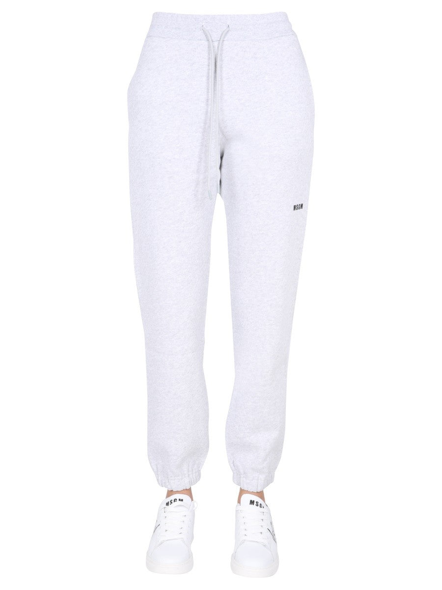 Elastic Waist Jogging Pants With Logo Print