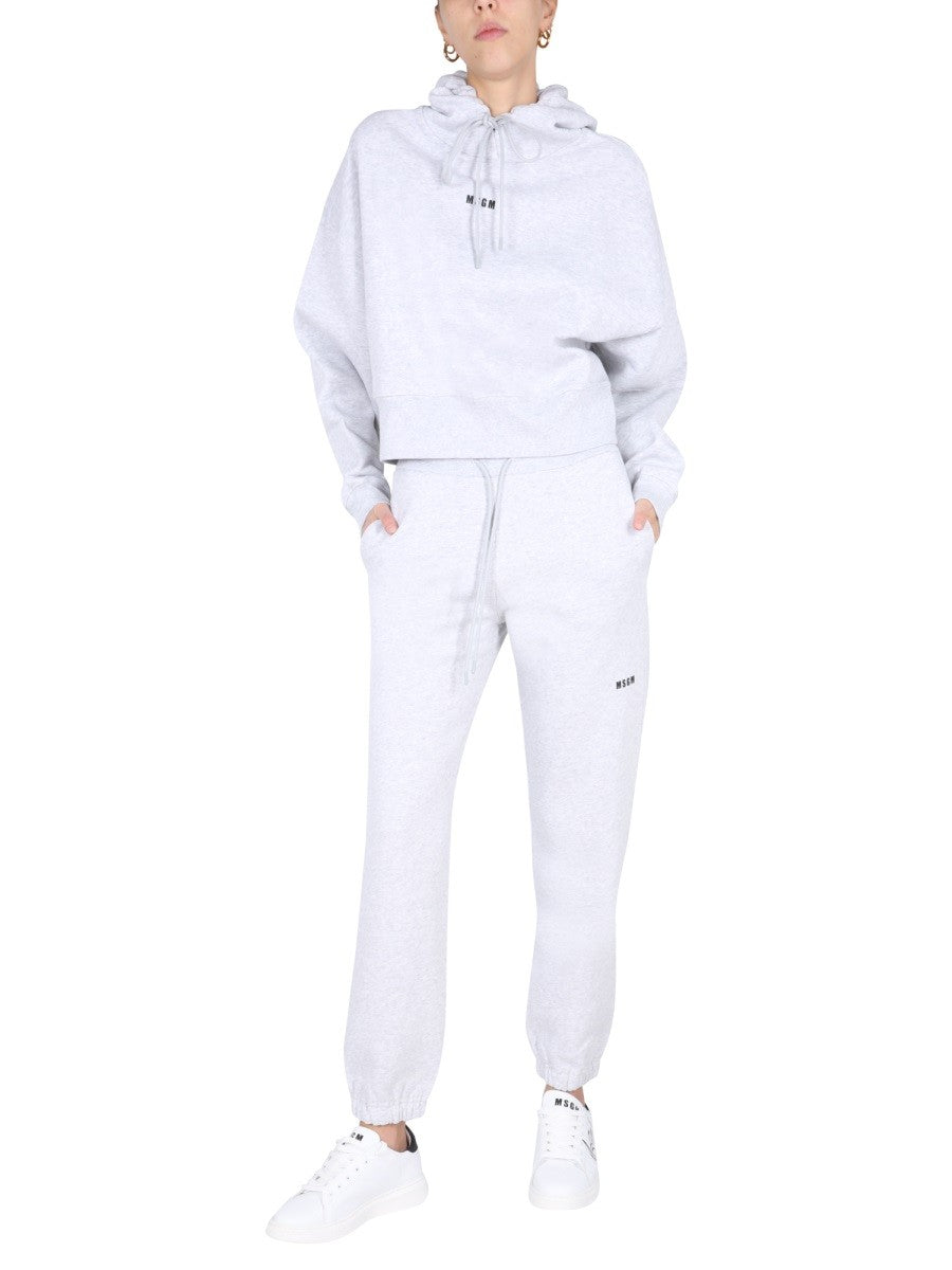 Elastic Waist Jogging Pants With Logo Print
