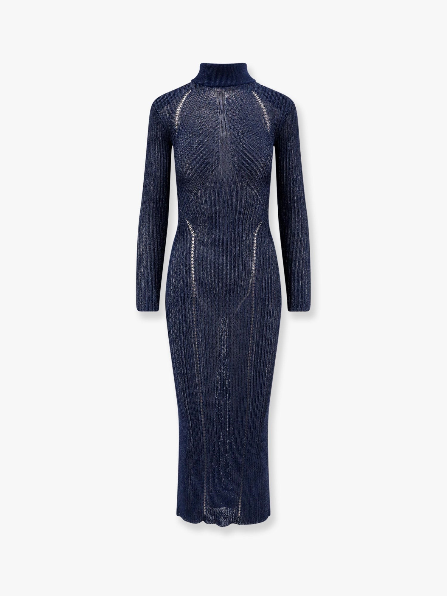 Ribbed Turtleneck Long Dress