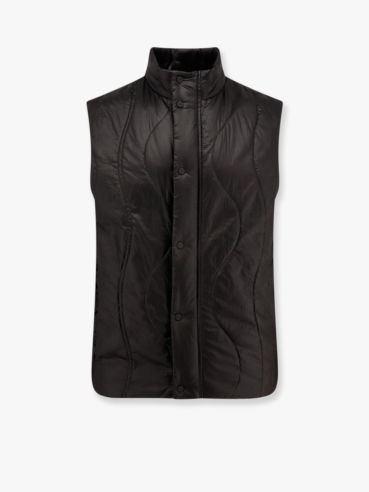 Laminar padded and quilted sleeveless jacket