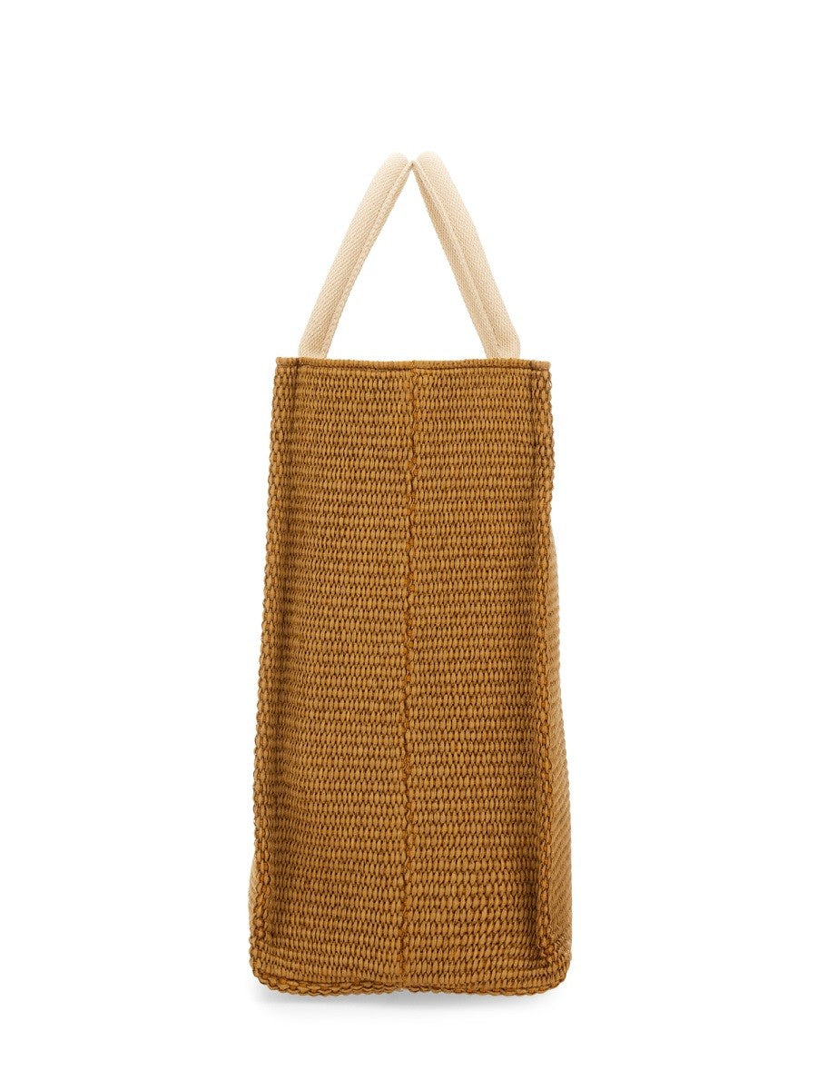 LARGE RAFFIA EFFECT FABRIC TOTE BAG