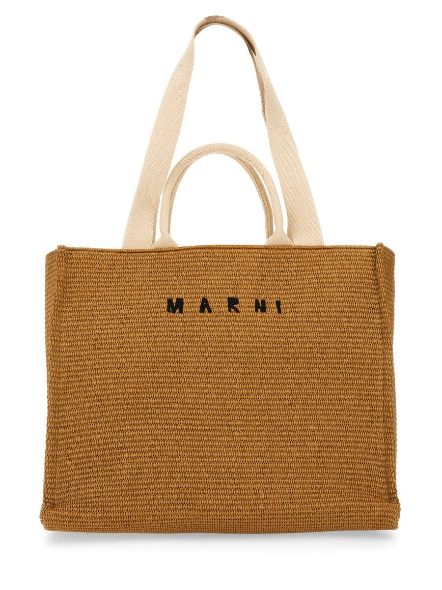 LARGE RAFFIA EFFECT FABRIC TOTE BAG