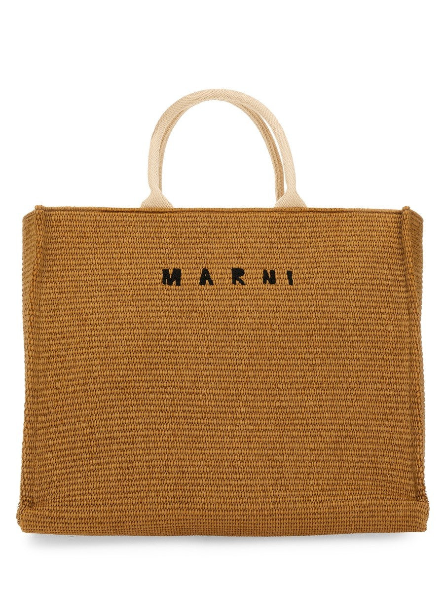 LARGE RAFFIA EFFECT FABRIC TOTE BAG