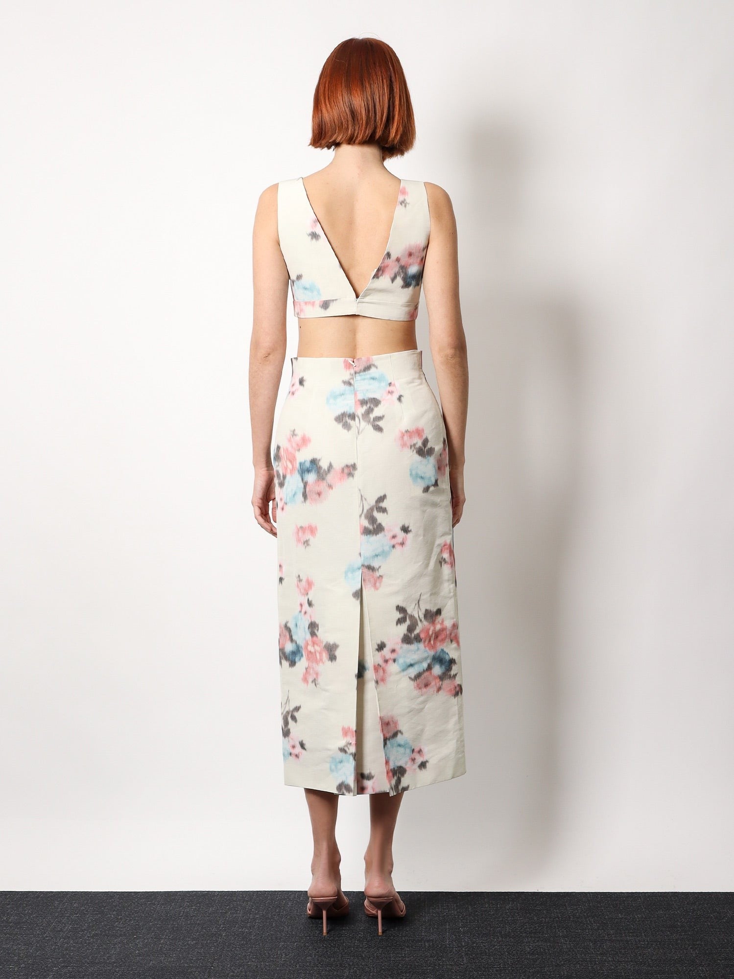 Linen Blend Top With Floral Print