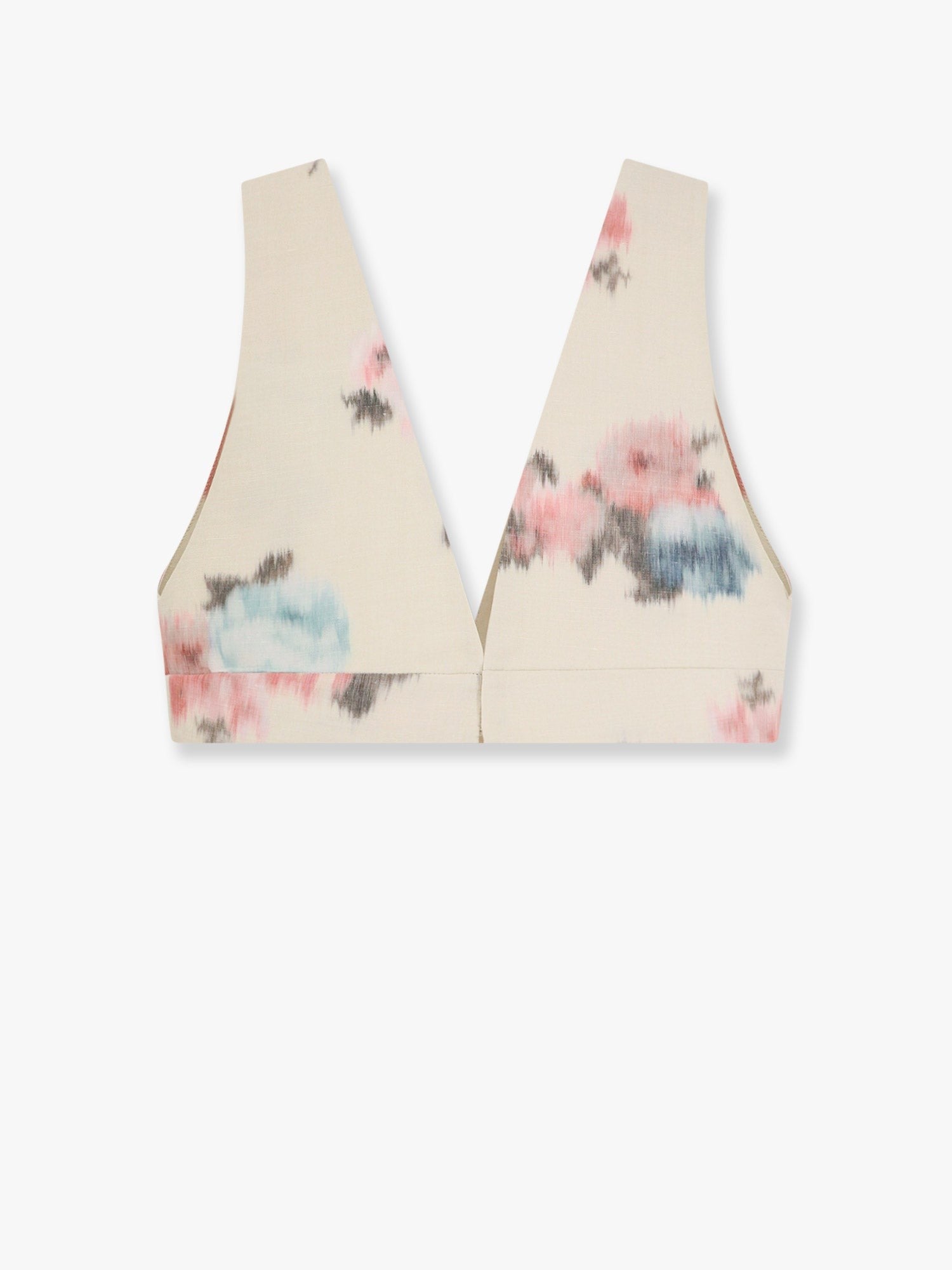 Linen Blend Top With Floral Print