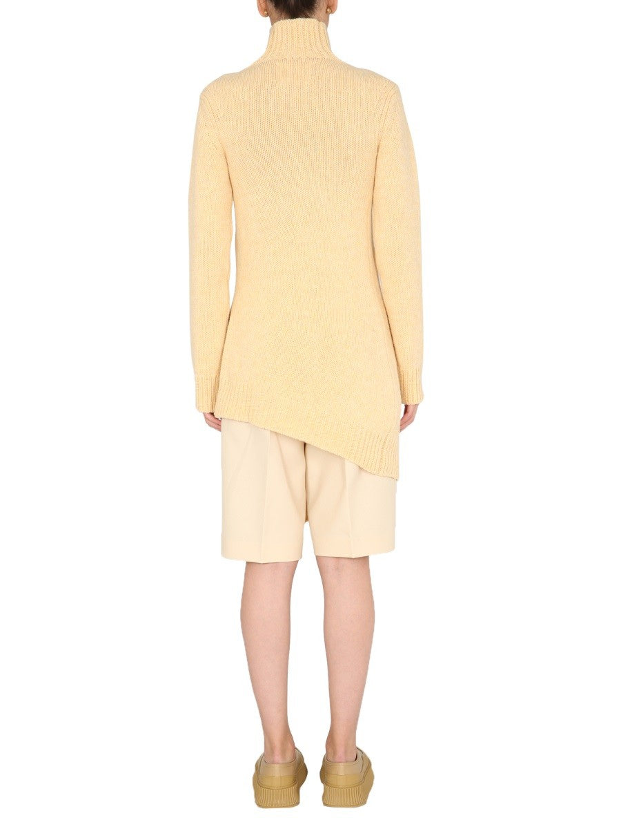 Long Asymmetric Sweater With Side Slit