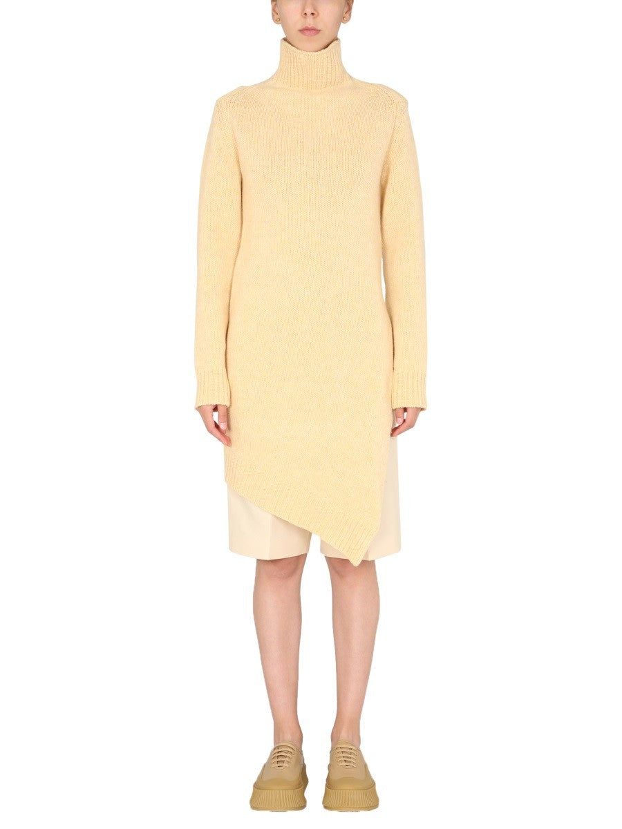 Long Asymmetric Sweater With Side Slit