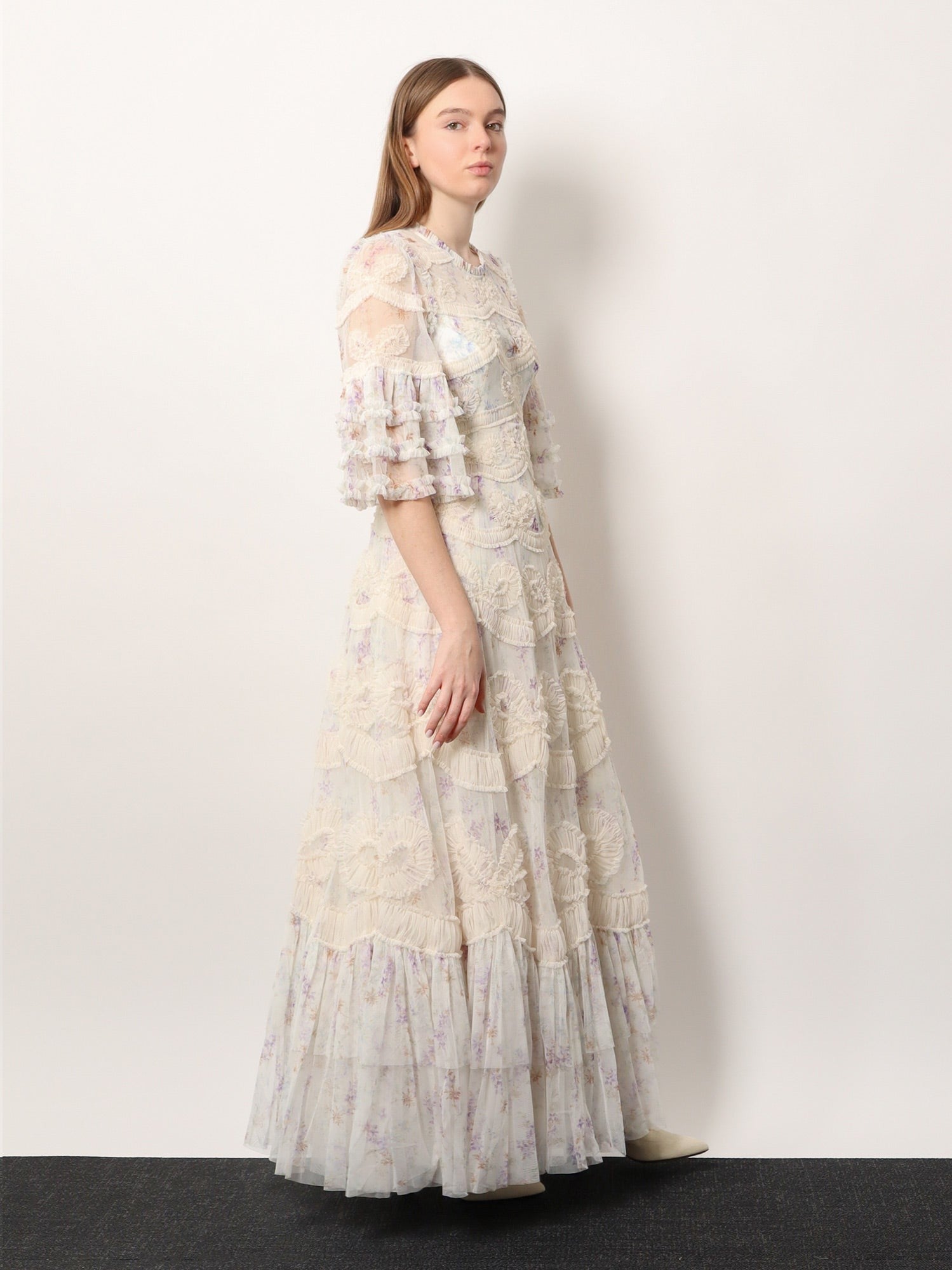 Long dress with multicolor motif
