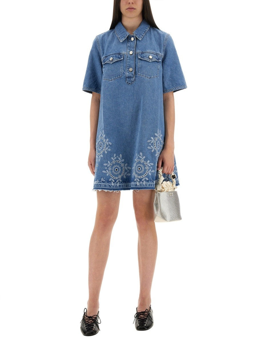 MINI DRESS WITH SANGALLO EMBROIDERY