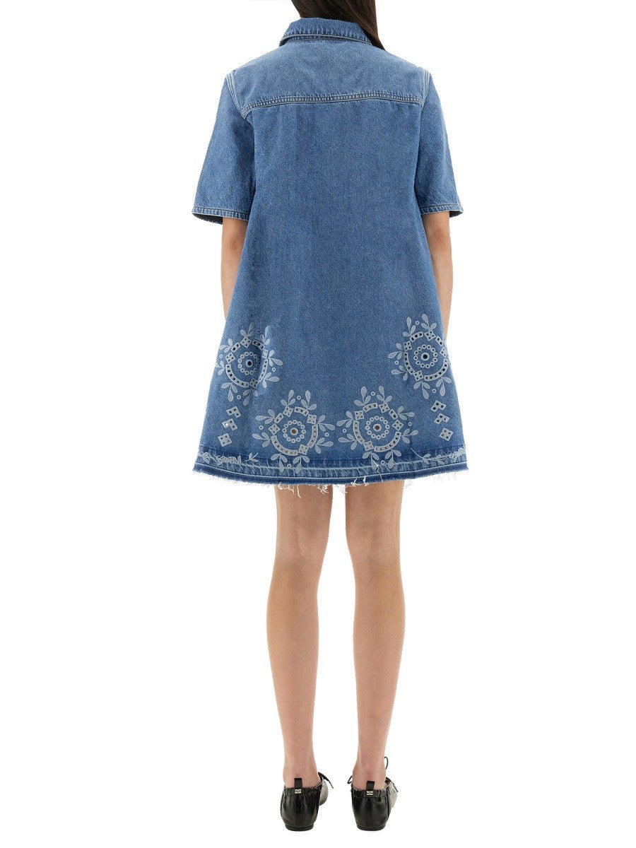 MINI DRESS WITH SANGALLO EMBROIDERY