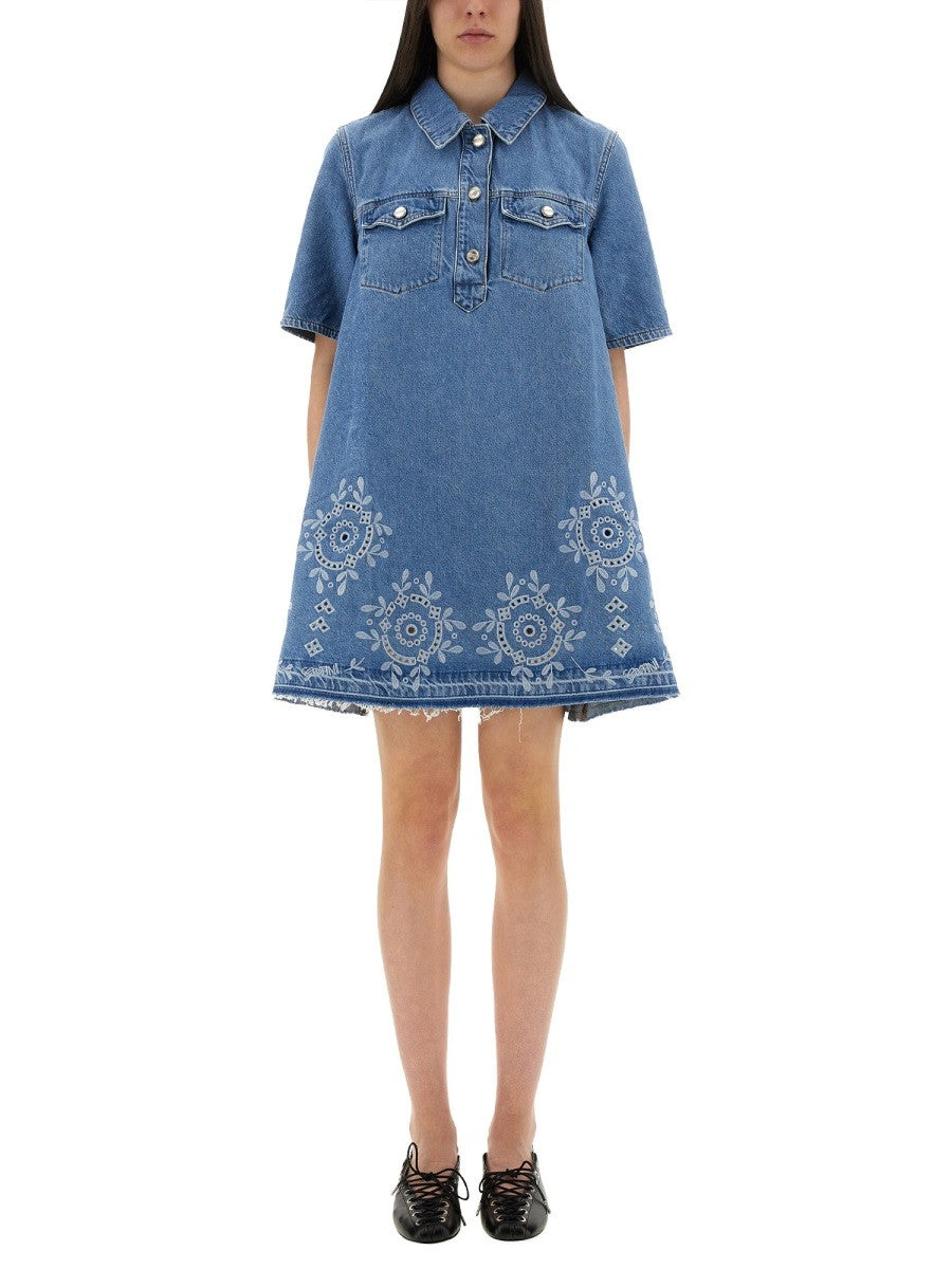 MINI DRESS WITH SANGALLO EMBROIDERY