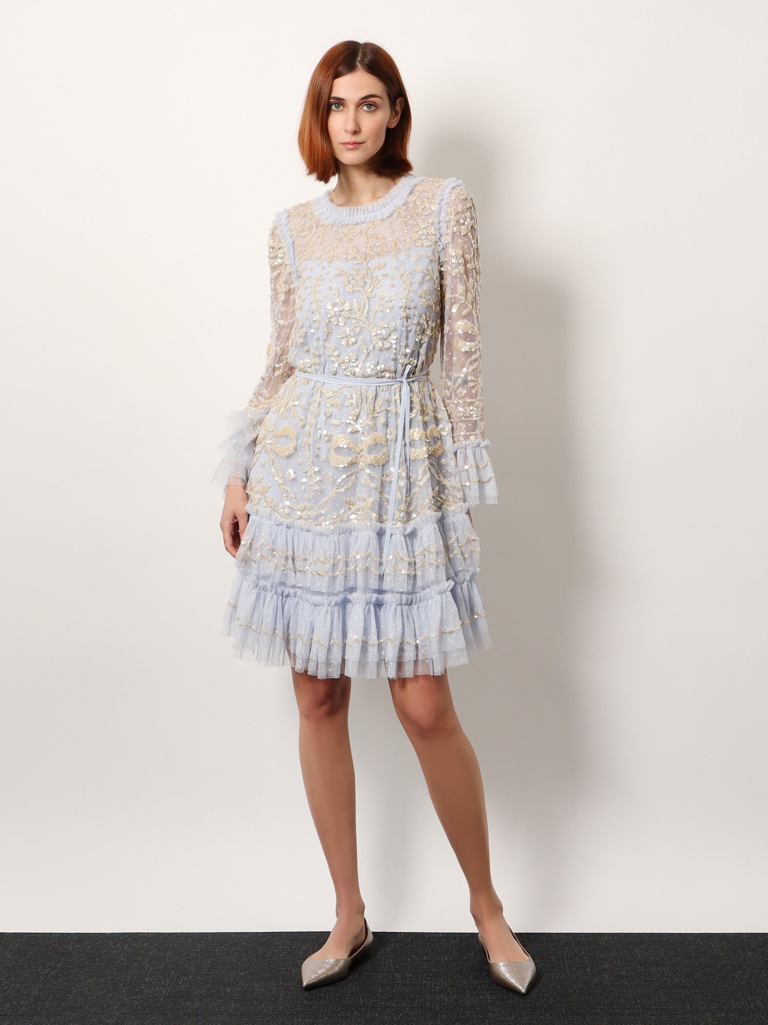 Mini dress with sequins embroidery