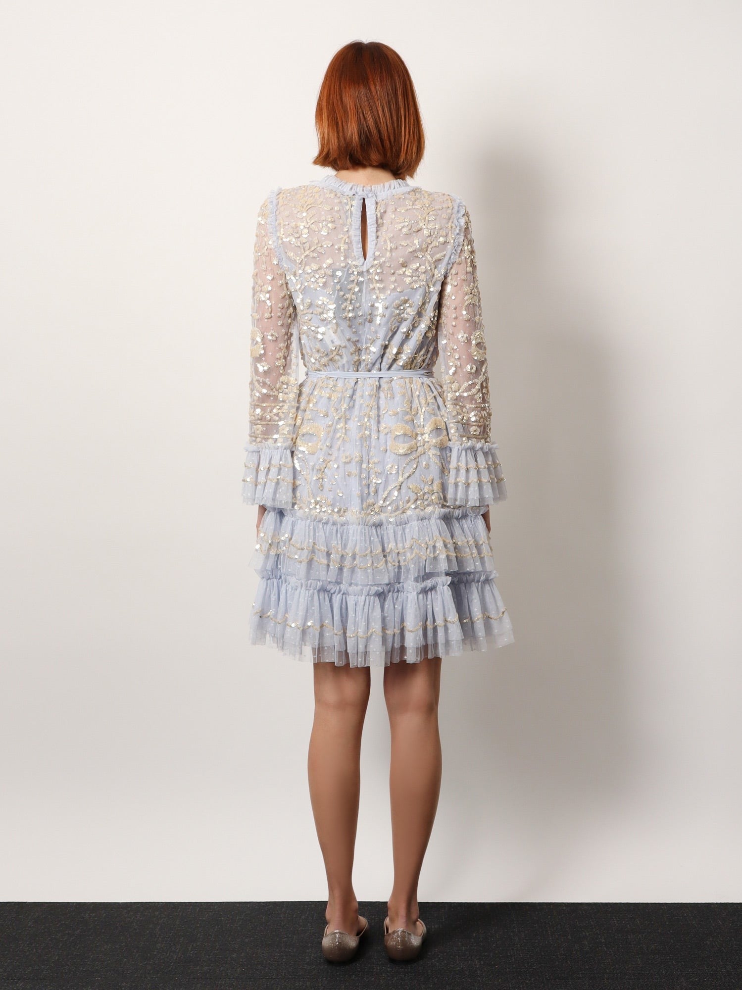 Mini dress with sequins embroidery