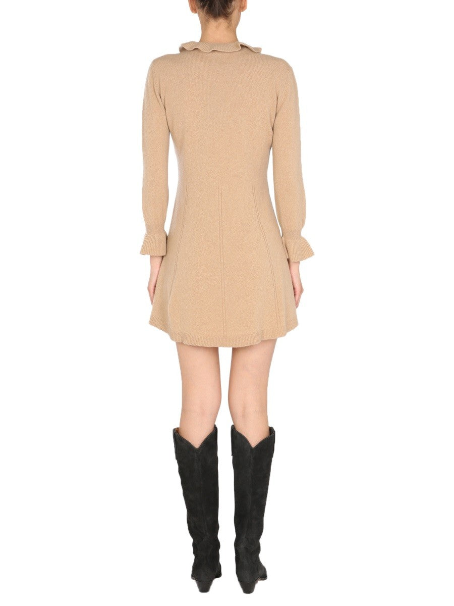 High Neck Ruffle Mini Dress