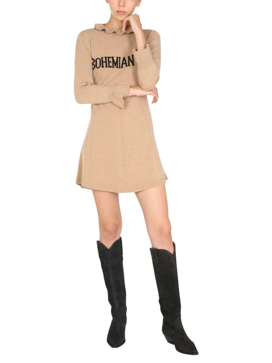 High Neck Ruffle Mini Dress