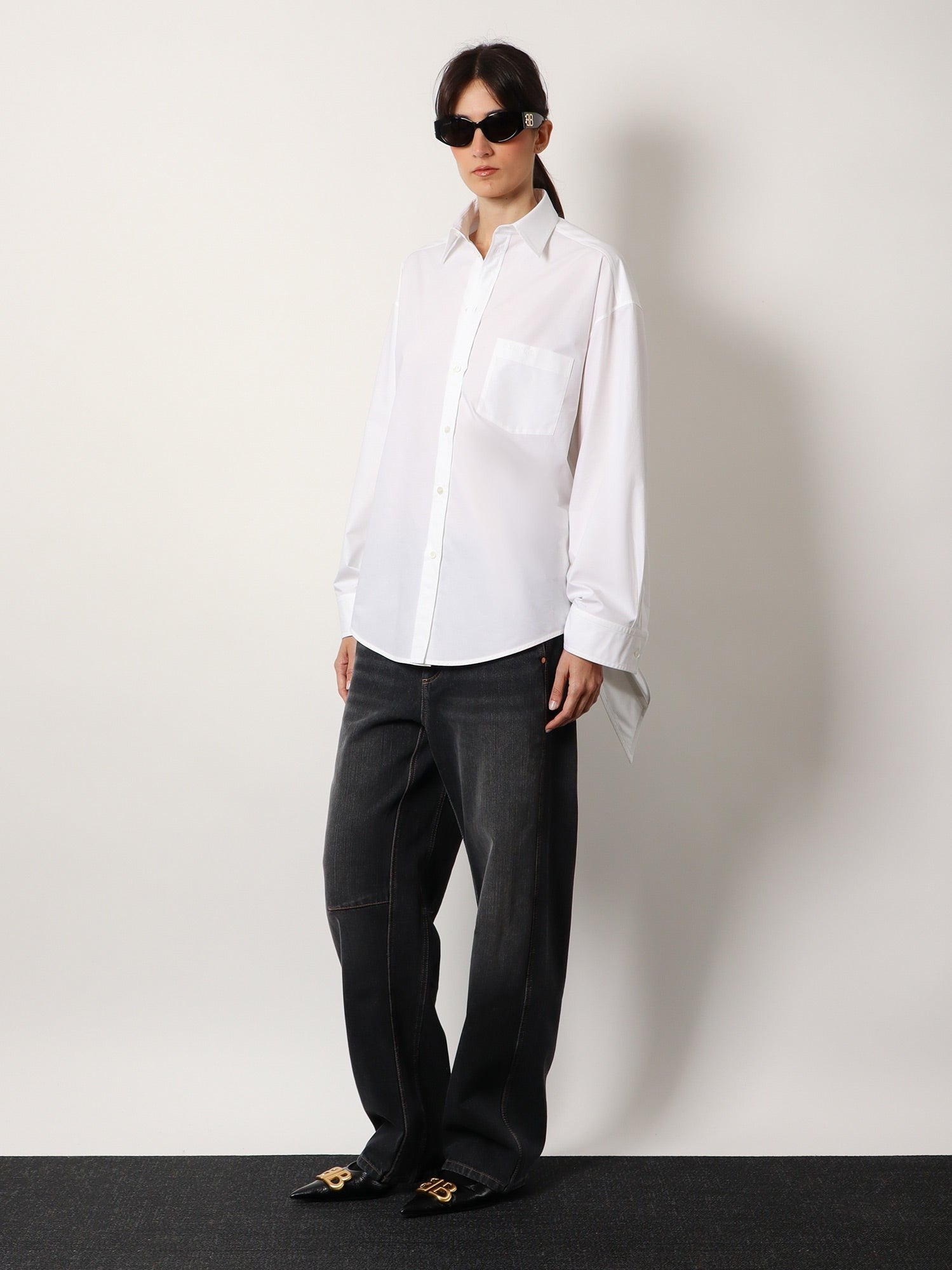 Chemise oversize en coton avec détails noués