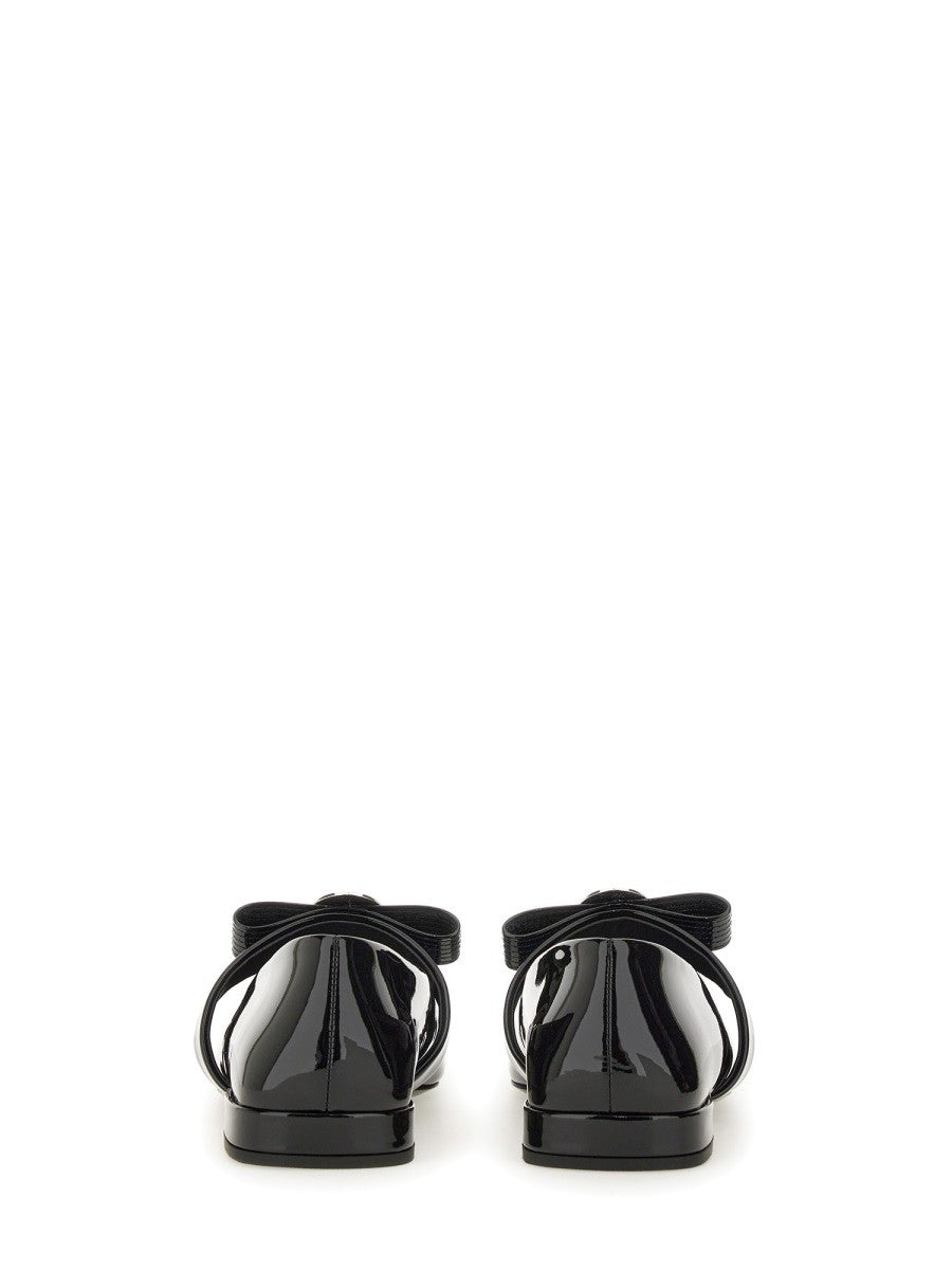 BALLERINES EN CUIR VERNI GIANNI RIBBON