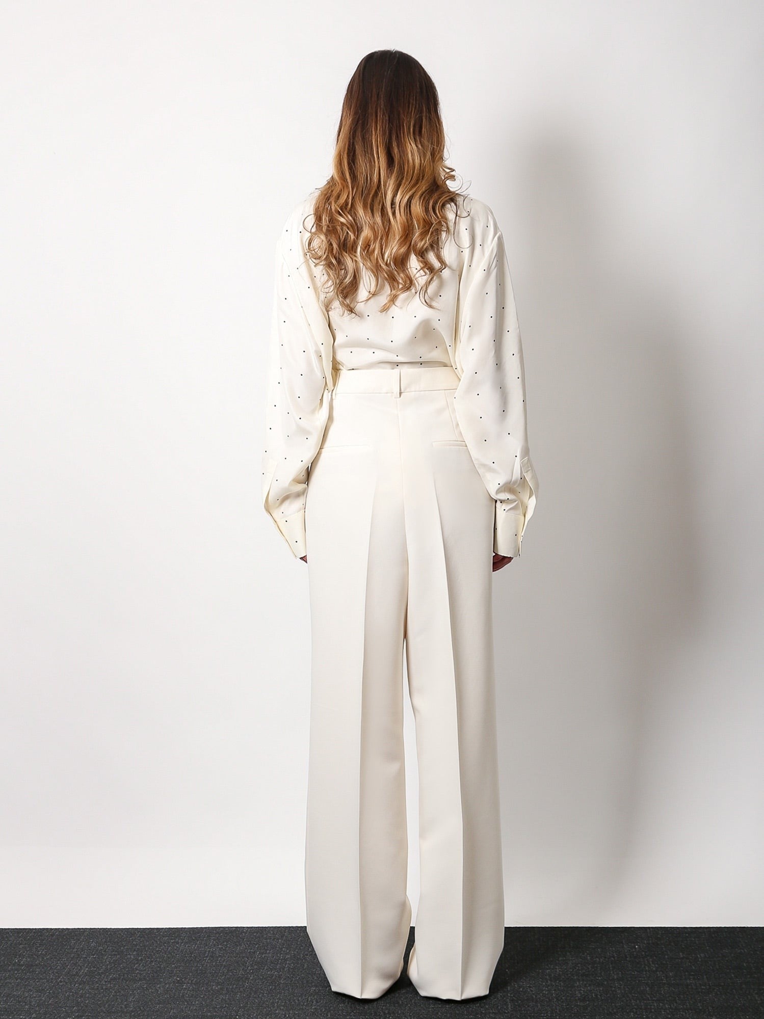 Recycled material trouser with wide leg