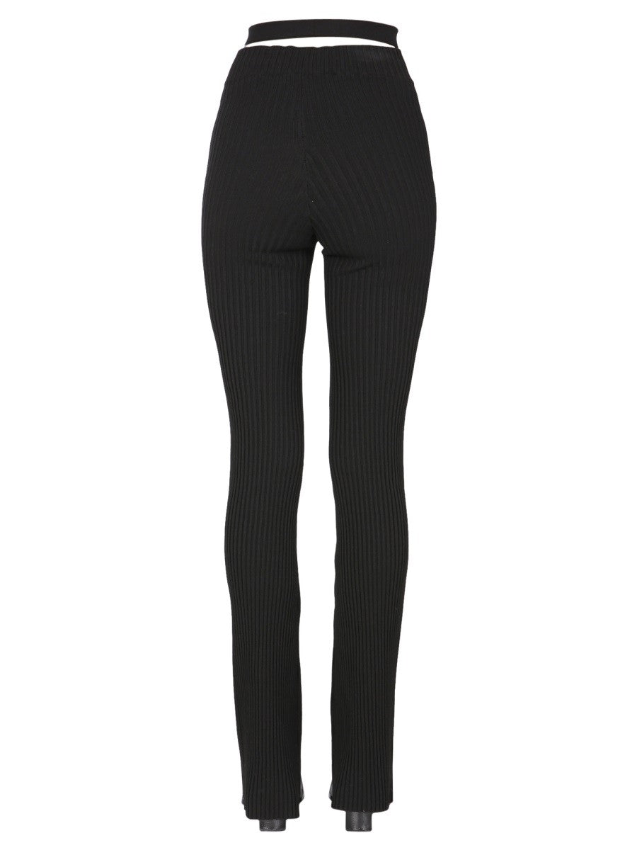 Ribbed Trousers With Cut Out Belt
