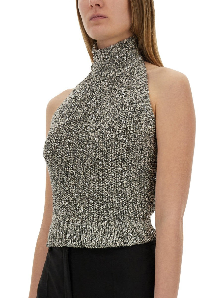 SEQUINED TRICOT TOP