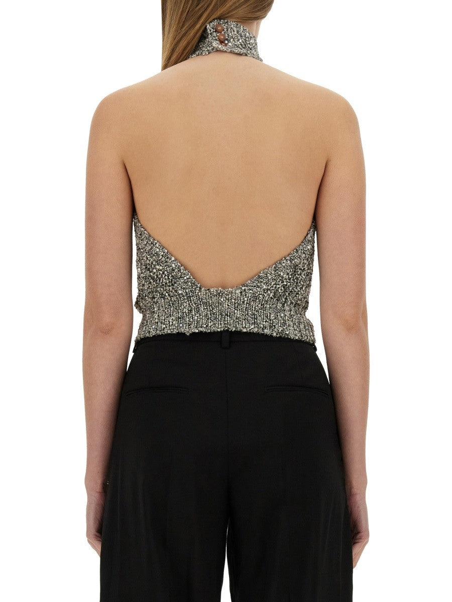 SEQUINED TRICOT TOP