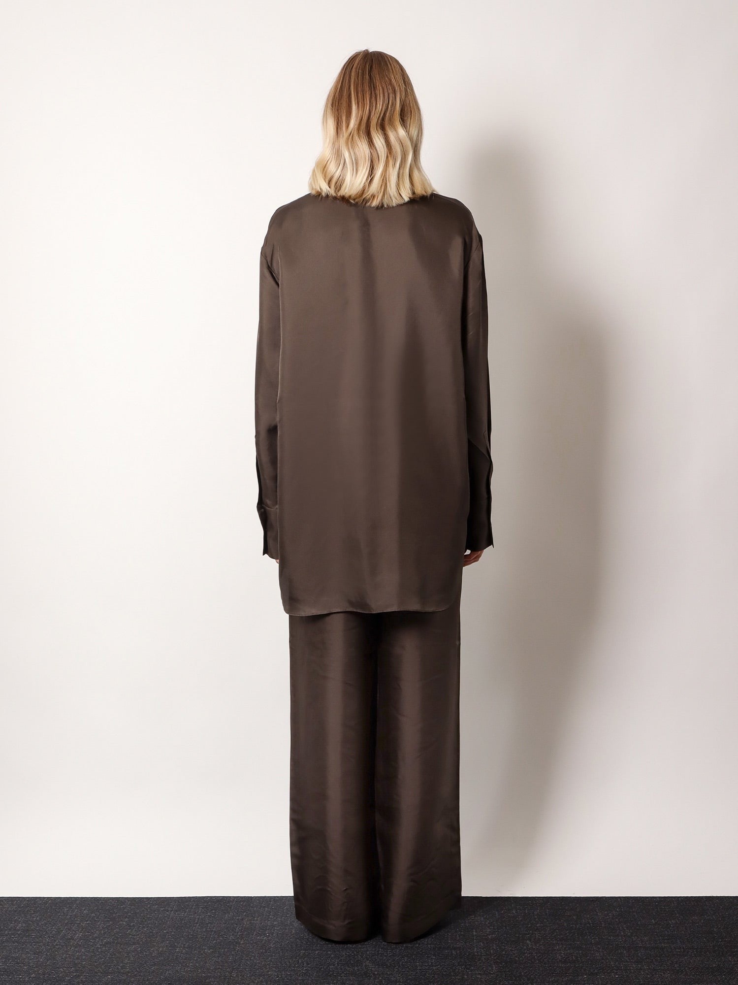 Brown Oversize Silk Shirt