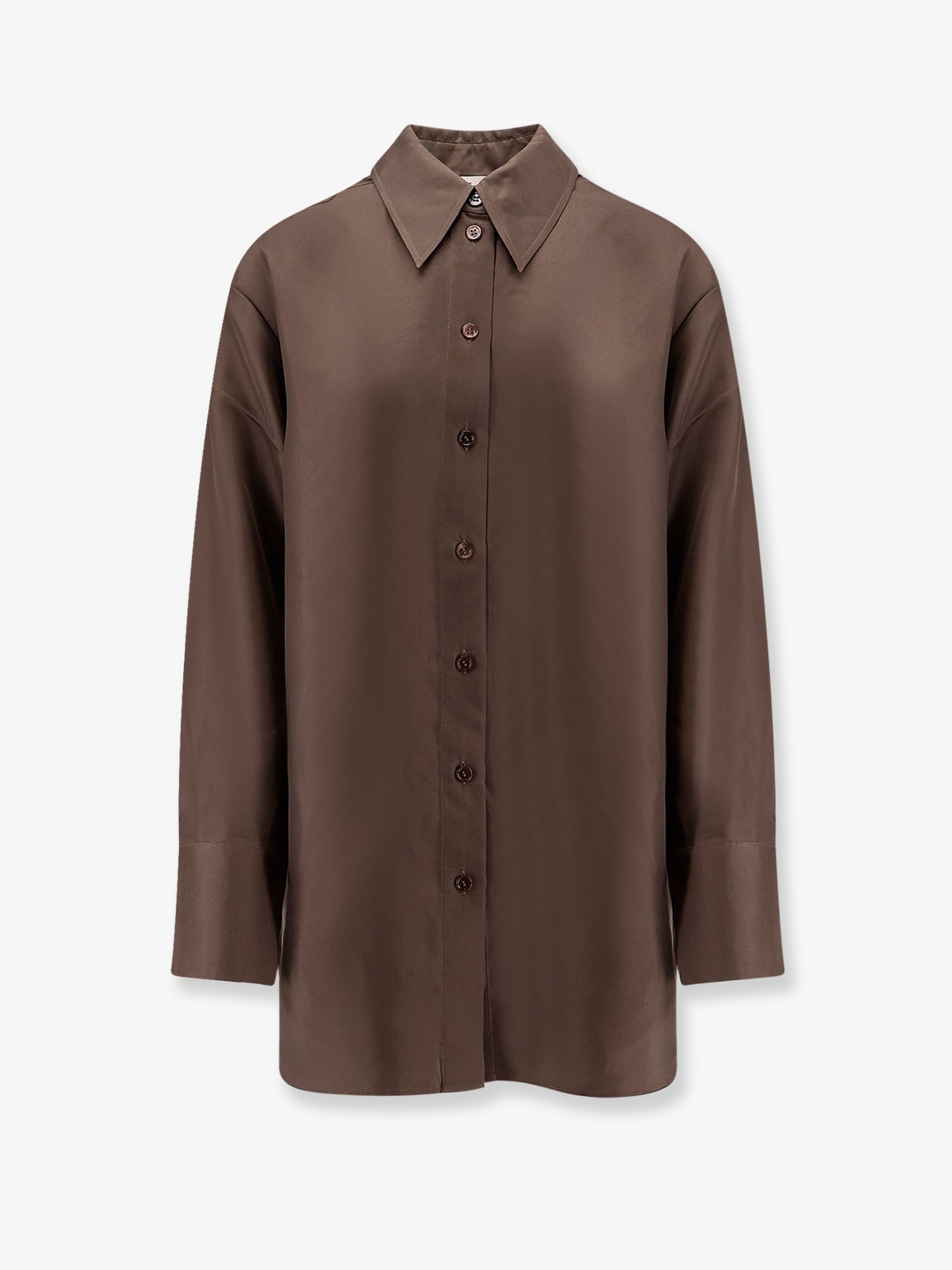 Brown Oversize Silk Shirt