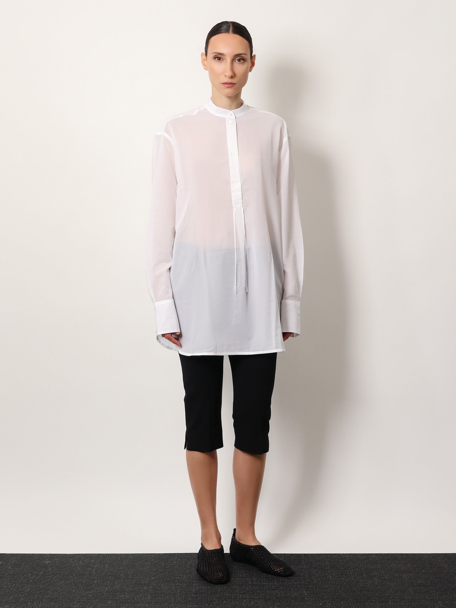 Chemise col montant en coton biologique
