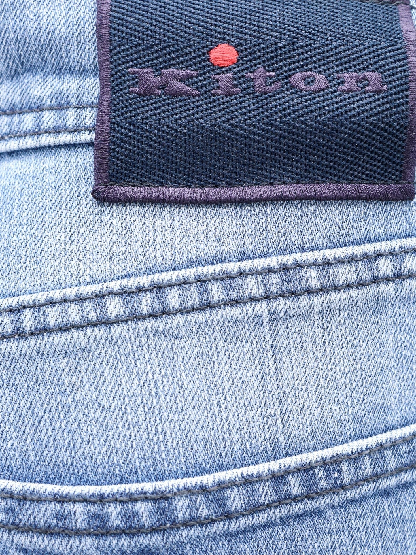 Stretch cotton jeans with back logo patch