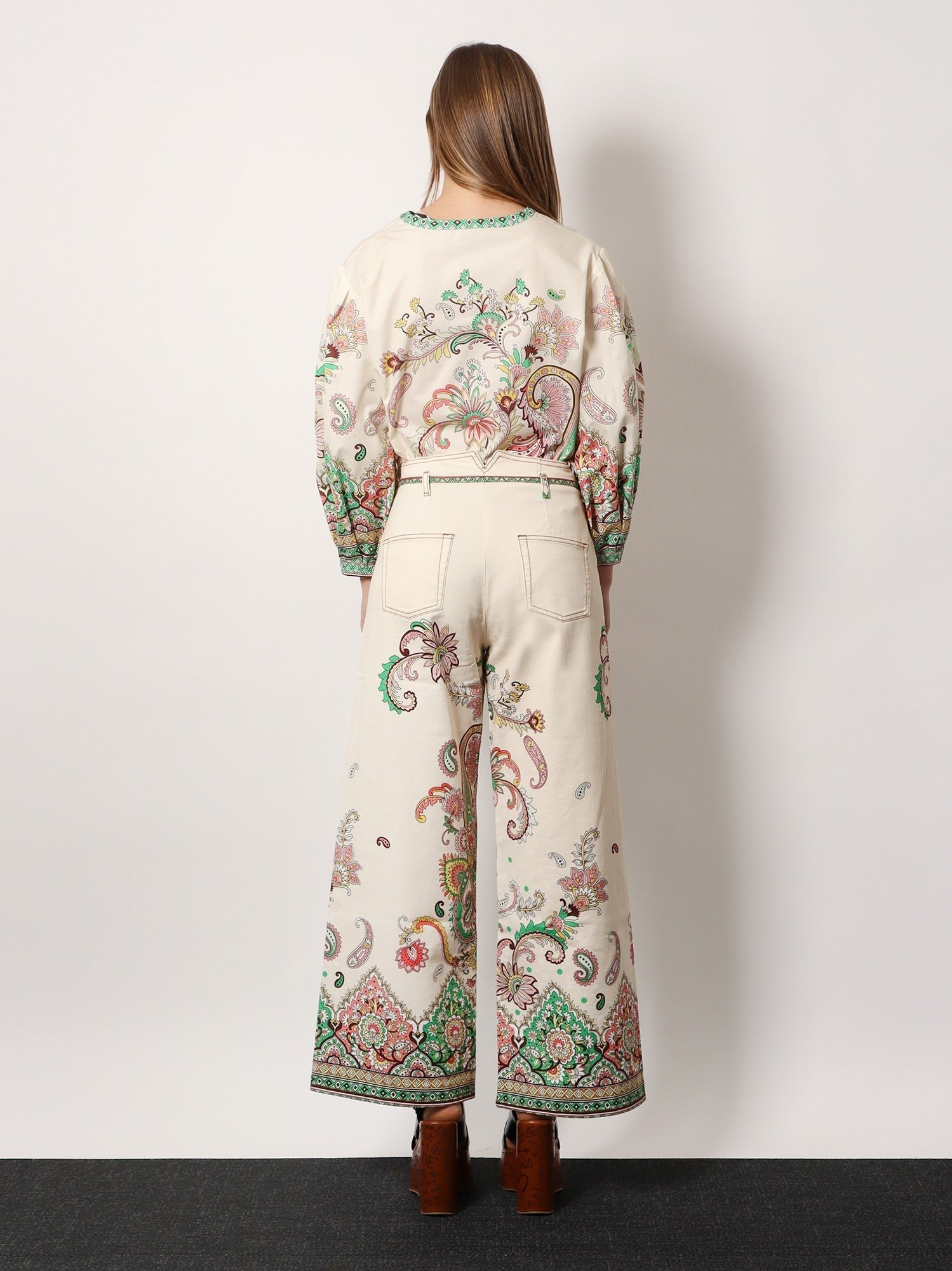 Stretch Cotton Trouser Floral Motif