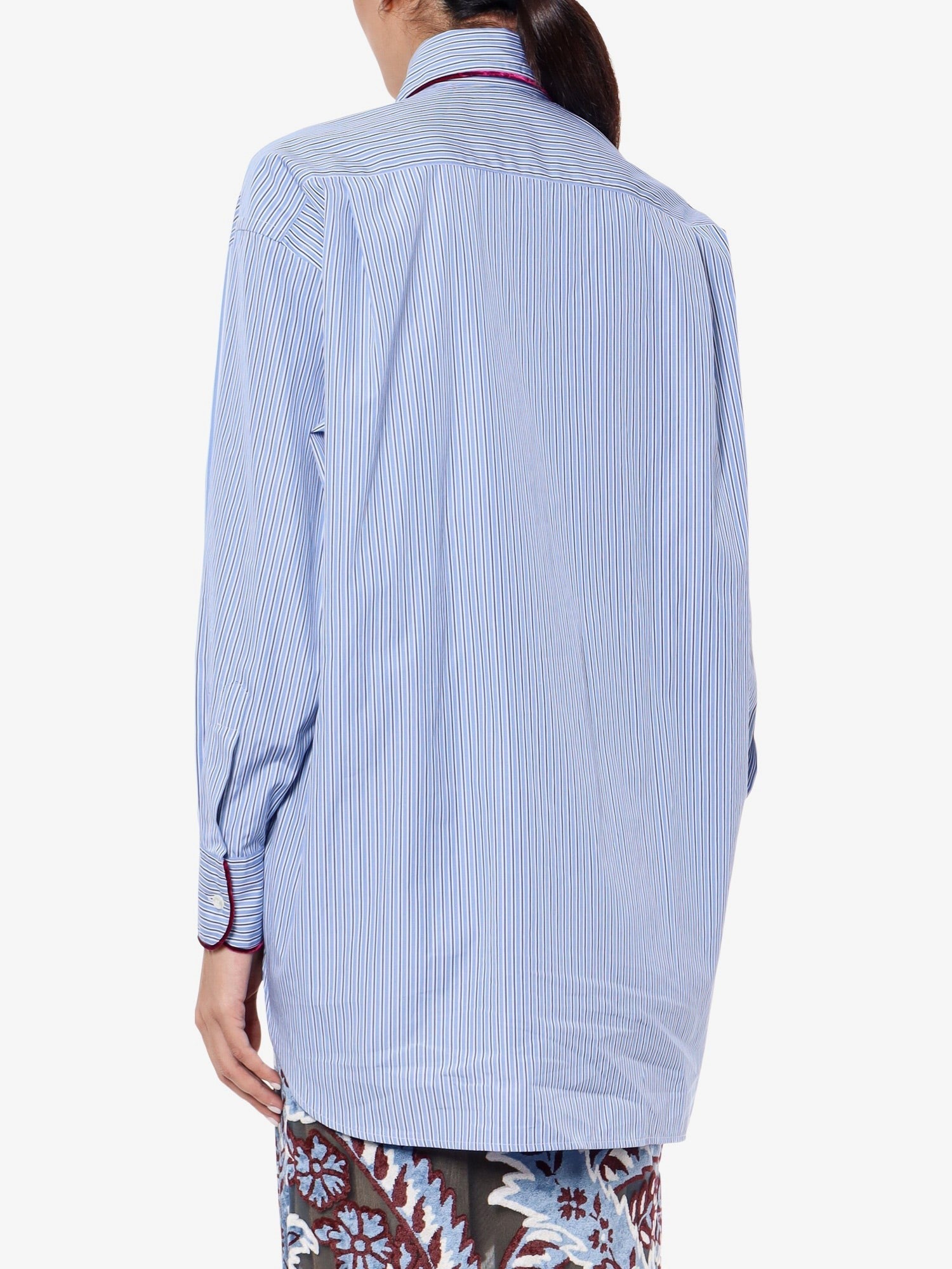 Striped Cotton Shirt Maxi Length