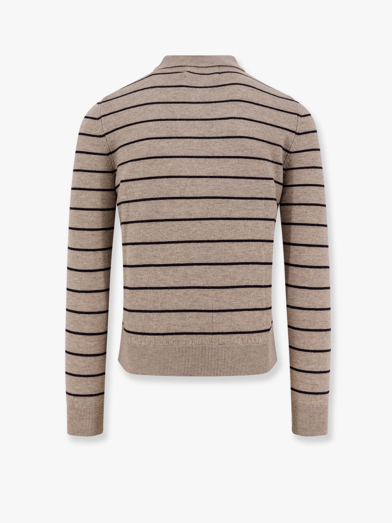 Super fine merino wool striped polo shirt