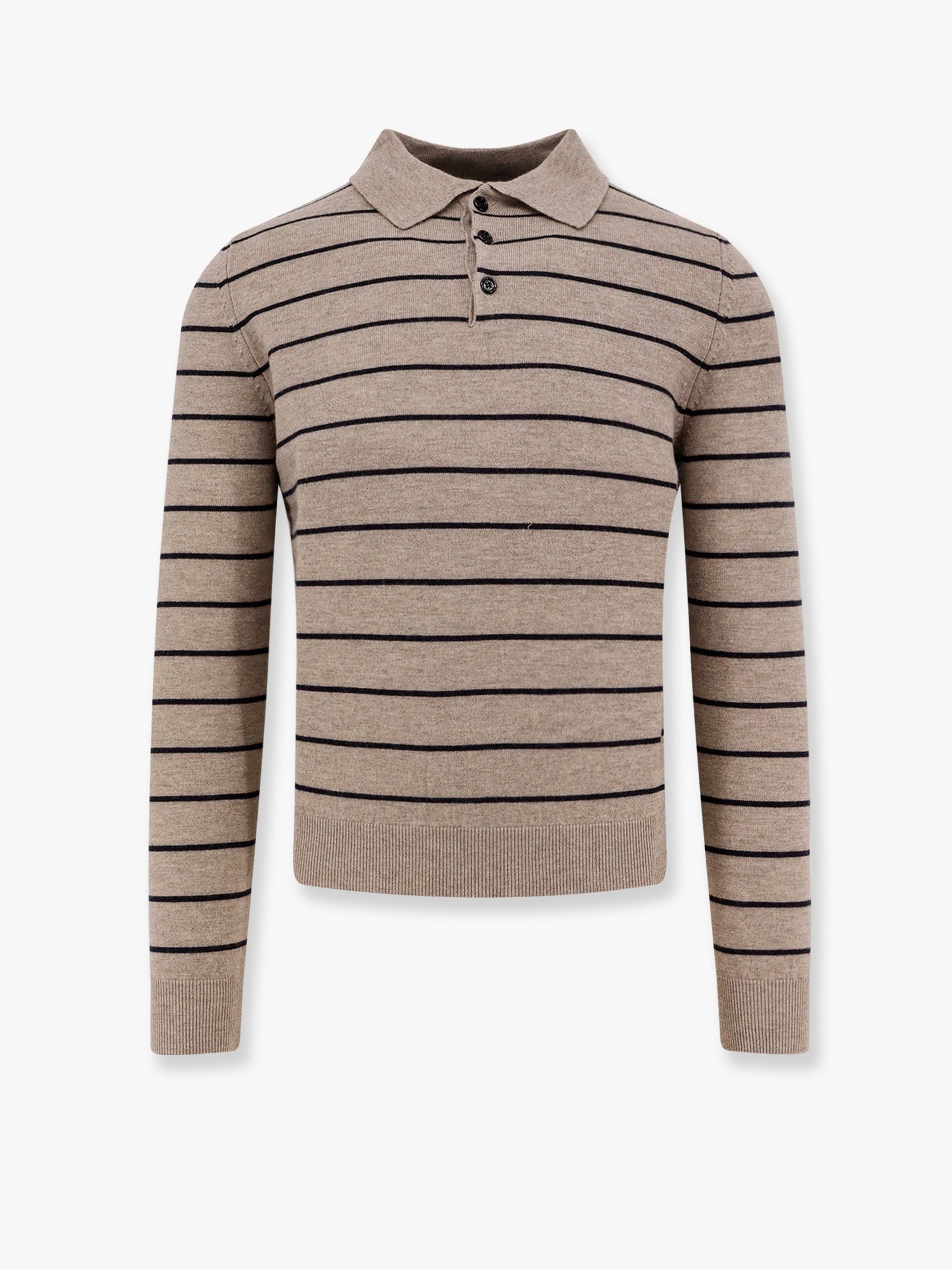 Super fine merino wool striped polo shirt