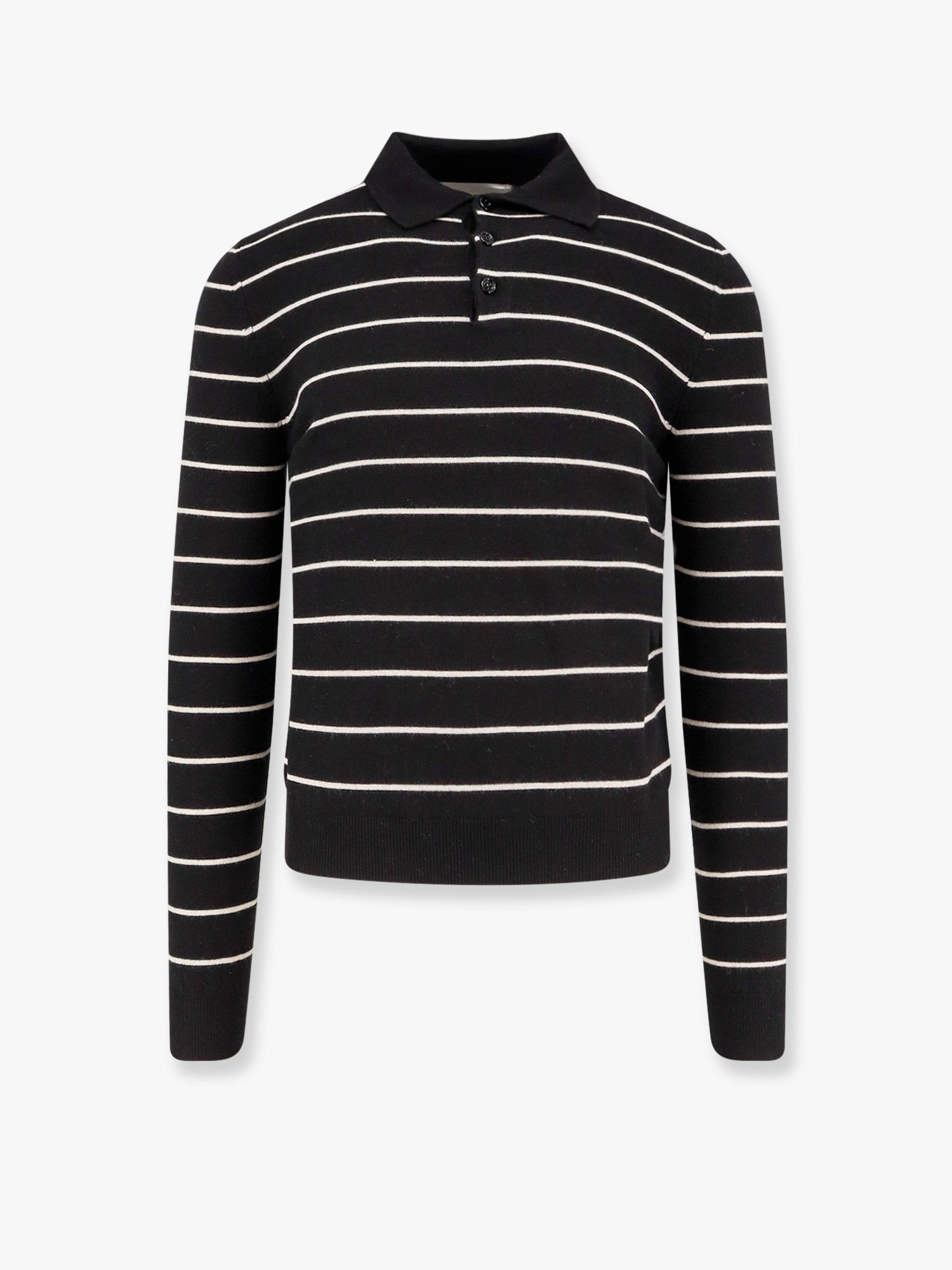 Super fine merino wool striped polo shirt