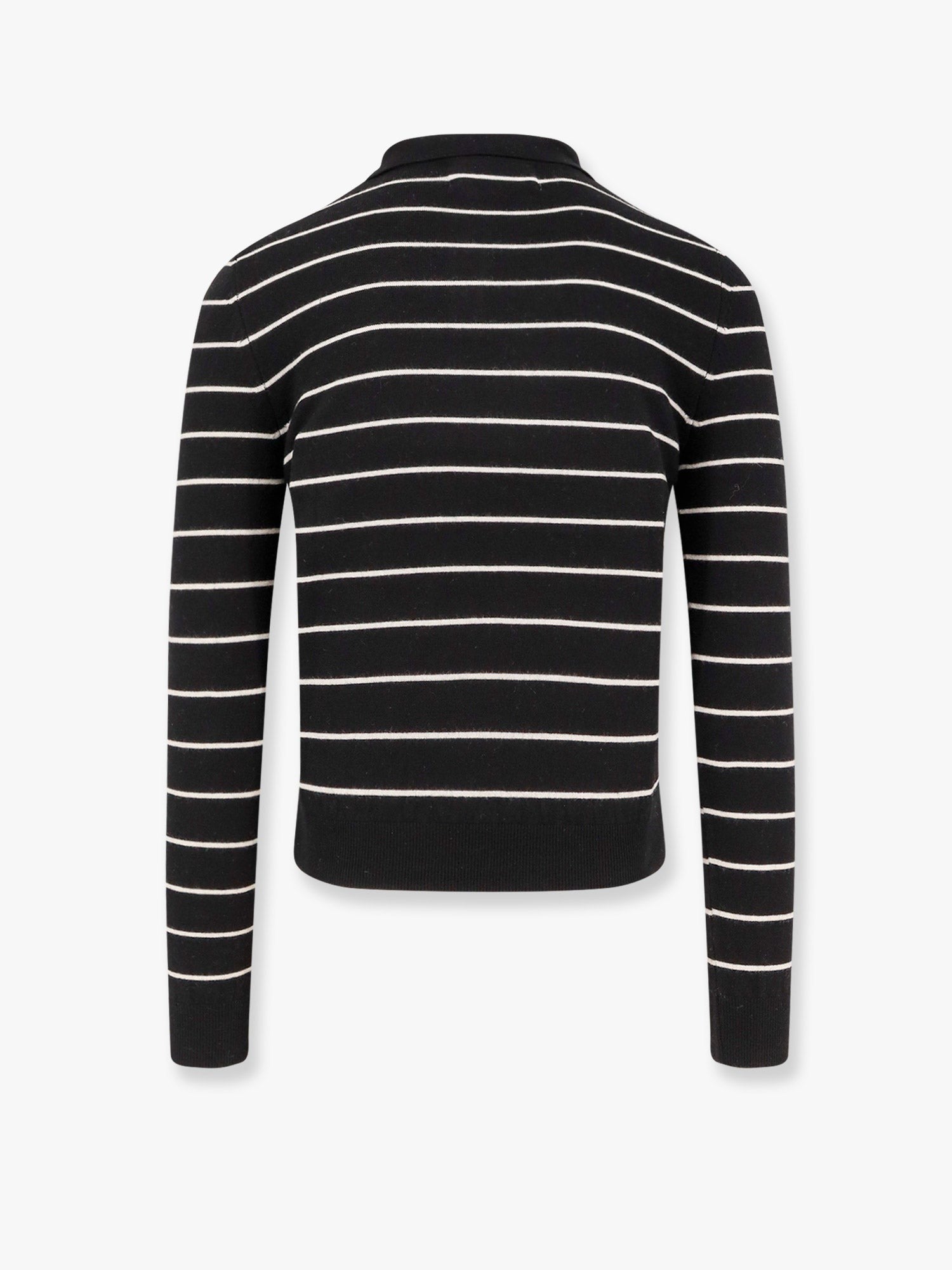Super fine merino wool striped polo shirt