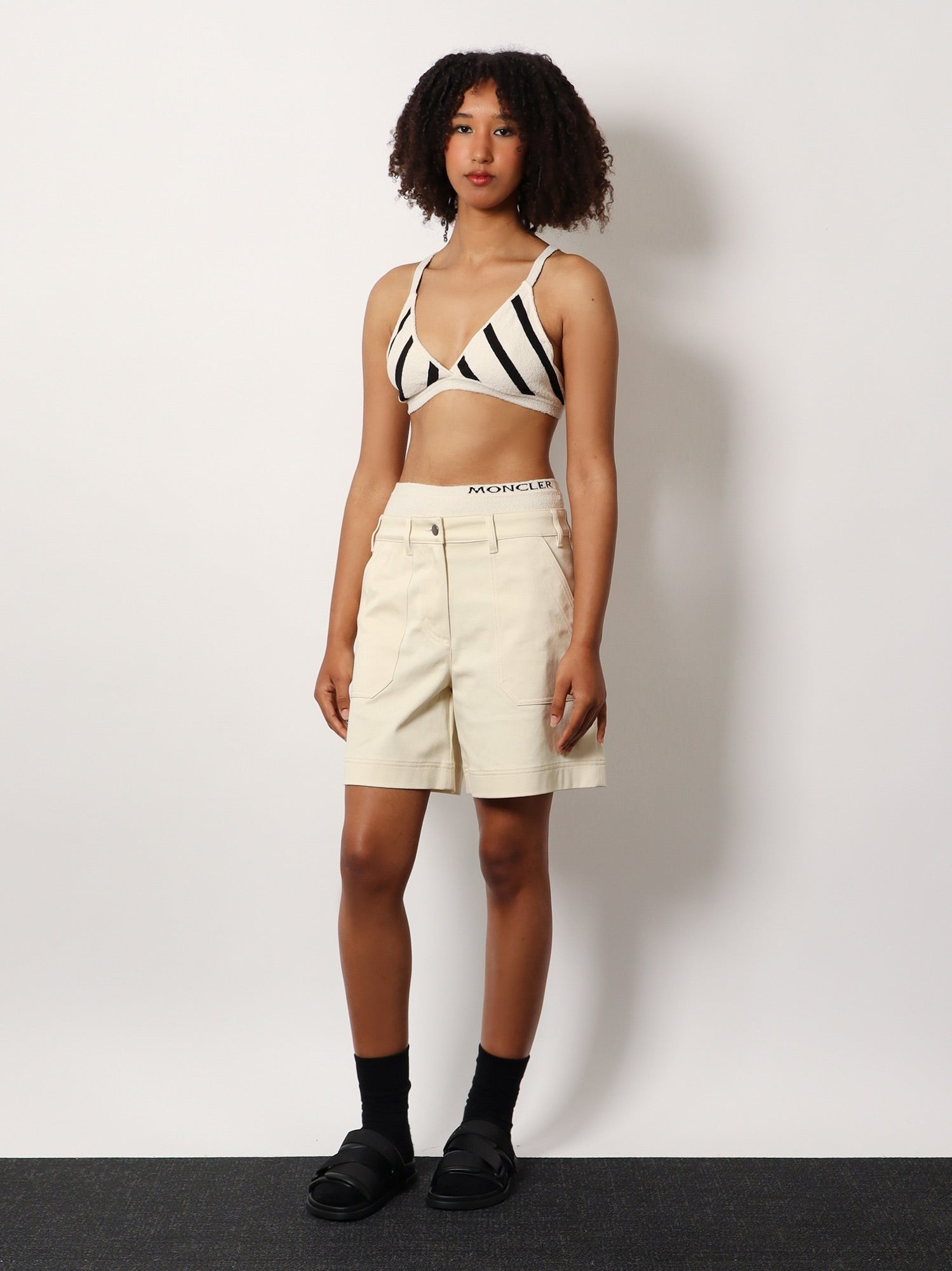 Top and culotte striped  cotton blend set