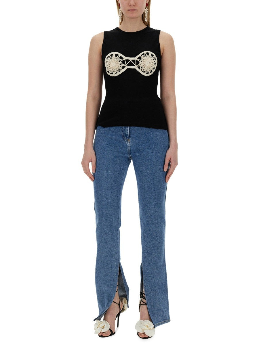 Regular Fit Top With Crochet Insert