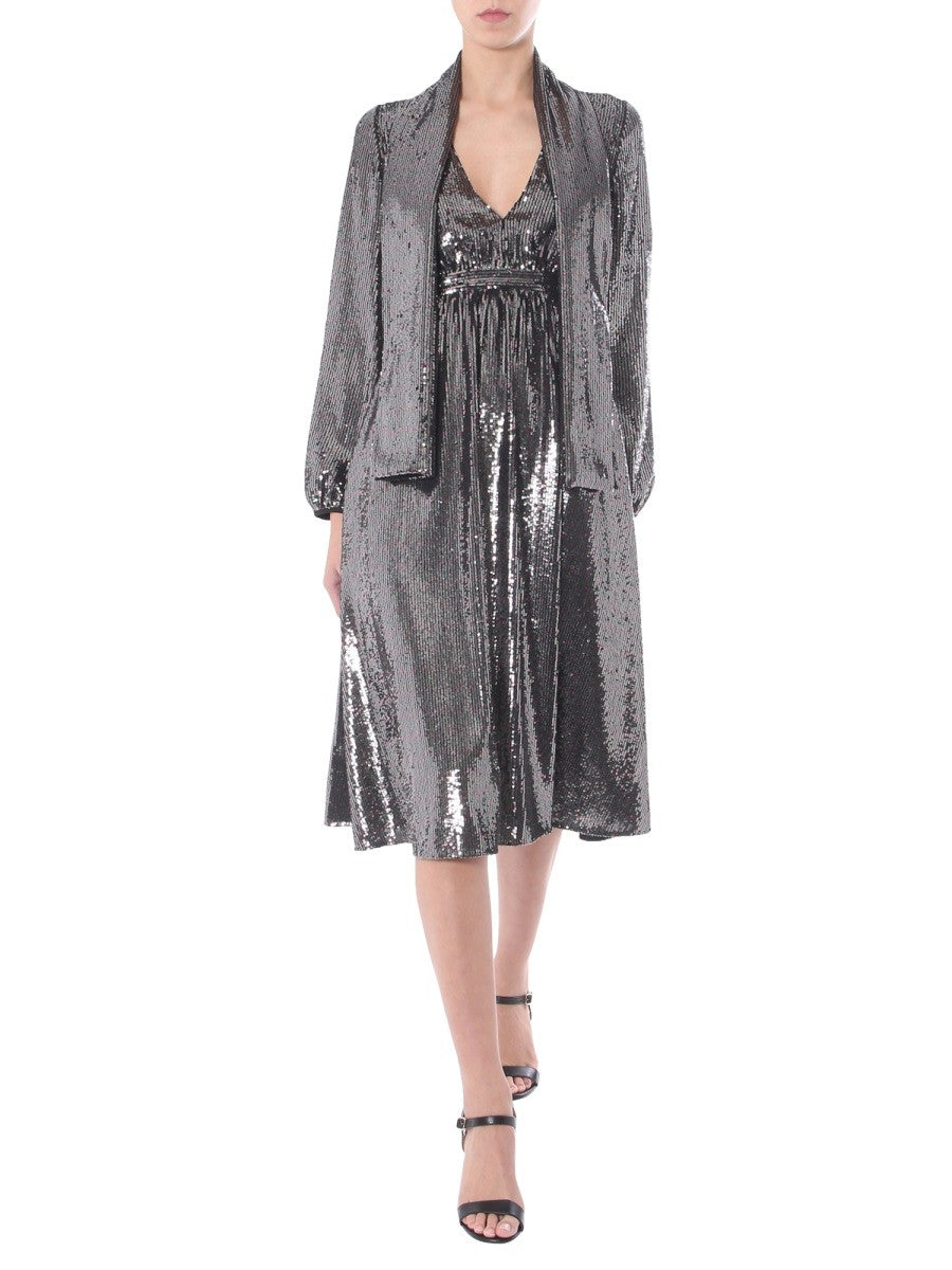 V-Neck Dress With Removable Scarf