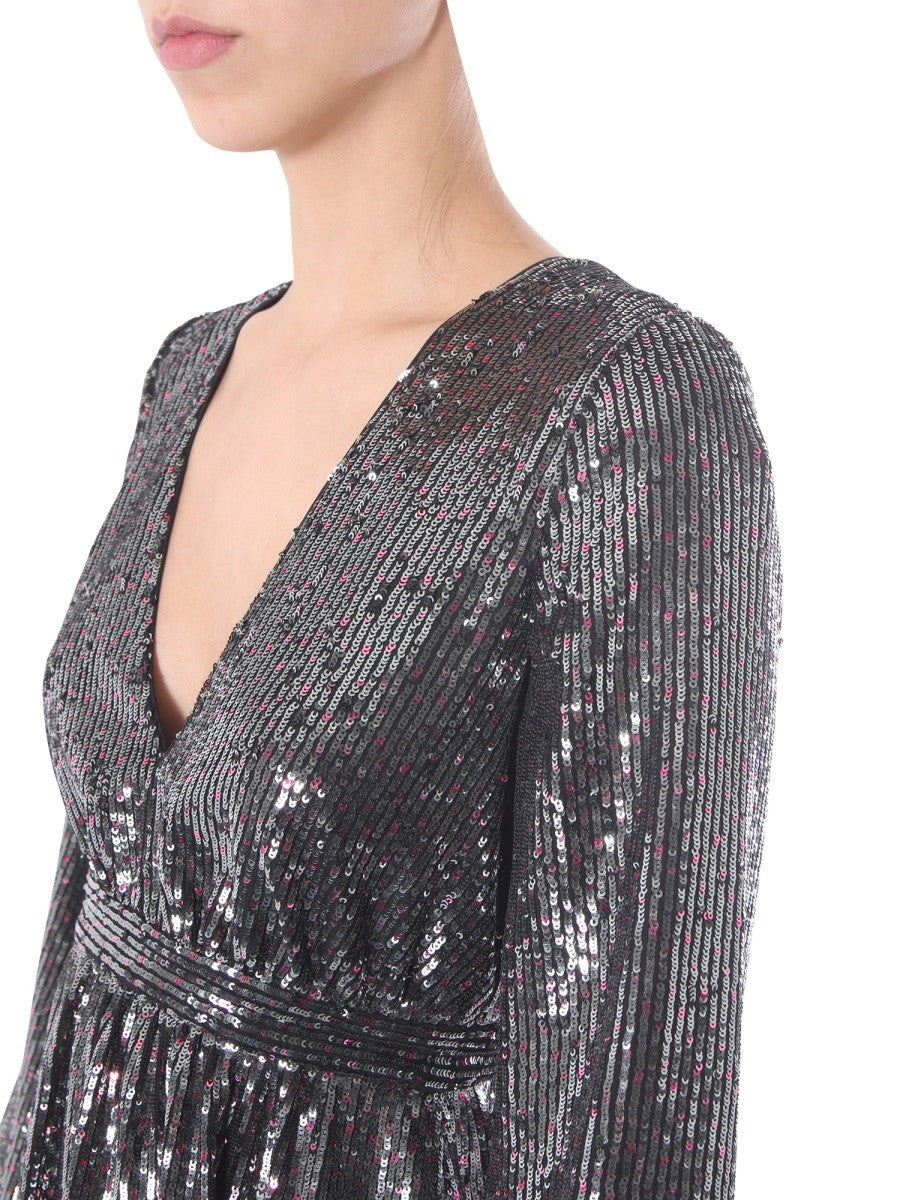 V-Neck Dress With Removable Scarf