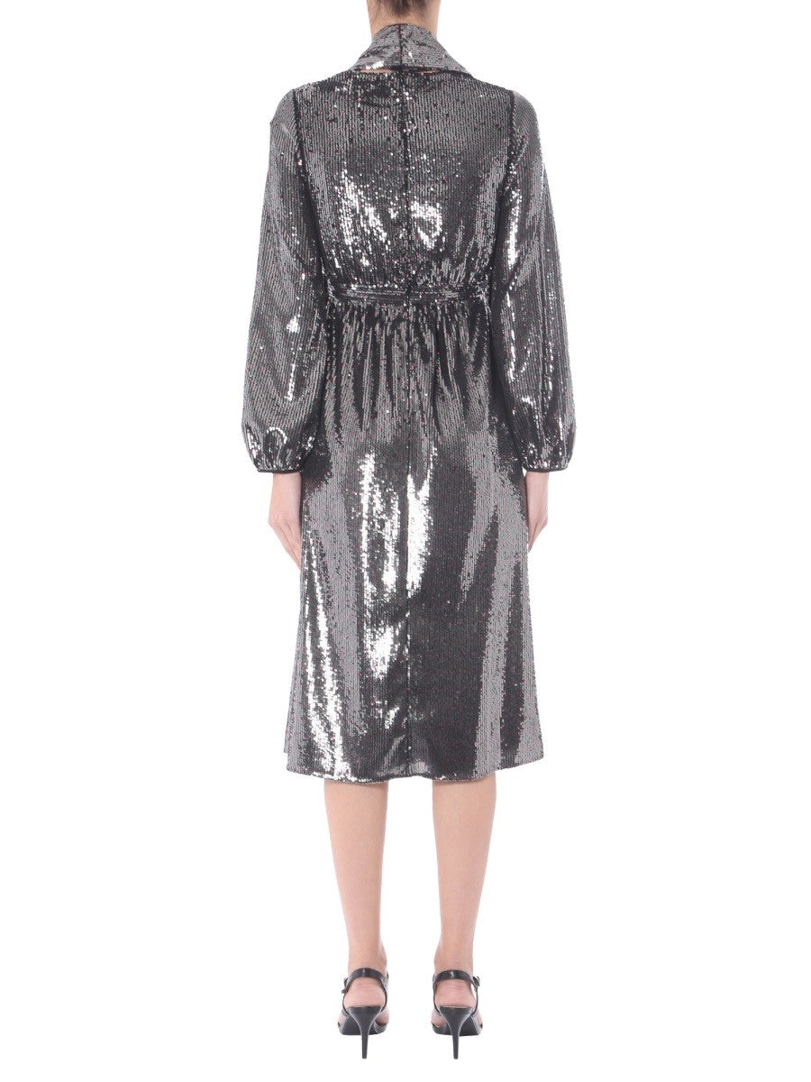 V-Neck Dress With Removable Scarf