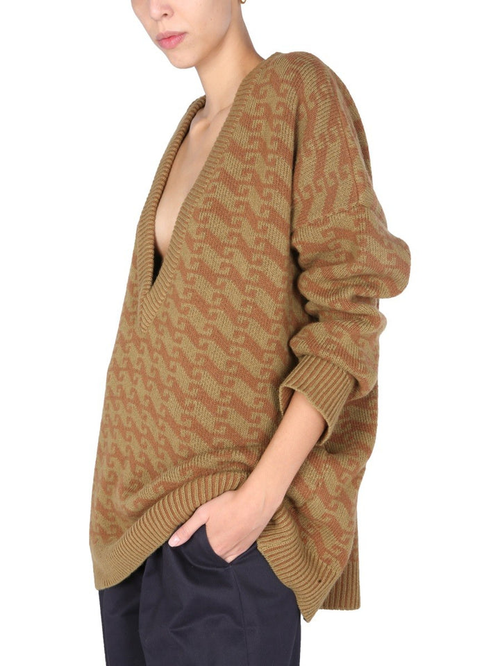 V-NECK JACQUARD SWEATER | Basement 88